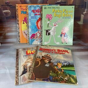 Vintage 70s Lot of 5 Little Golden Books (1970s Pop Culture Friends)